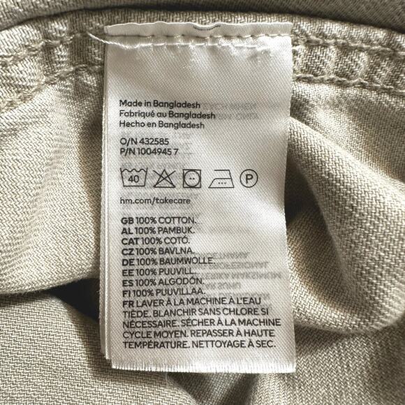 H&M Mens Long Sleeve Denim Button Up Overshirt Shirt Jacket Shacket Beige Large - Picture 11 of 12